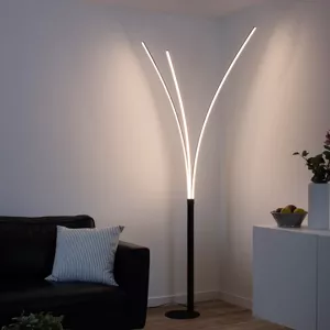 Leuchten Direkt LED stojací lampa Maja, tři zdroje, černá