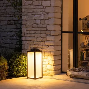 Les Jardins LED solární lucerna Tradition, corten, výška 65 cm